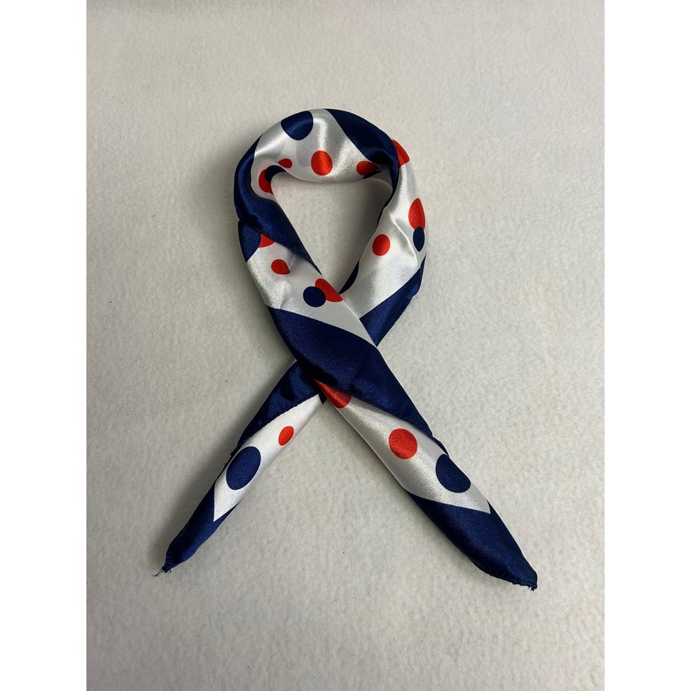 Retro Nautical Pinup Unbranded Womens OS White Blue Red Polka Dot Square Scarf